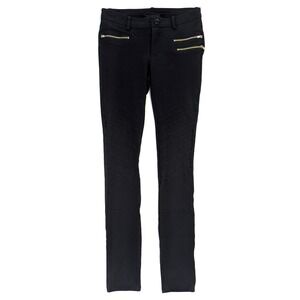 Rue21 Womens Moto Jeggings Black Gold Zipper Accents Skinny Size 0/1